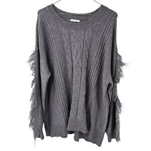 MAURICES Gray Cable Knit Fringe Sleeve Sweater Womens Size 2x